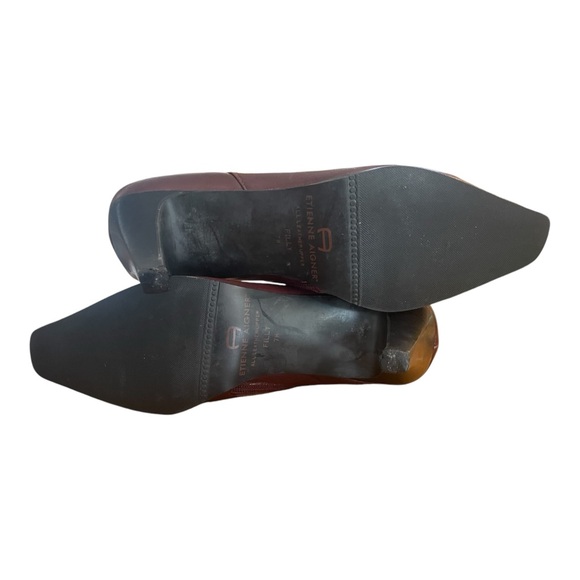 Etienne Aligner women’s  "Filly" Brown Patent Leather Square Toe Ankle Boots 7 M - Picture 10 of 12